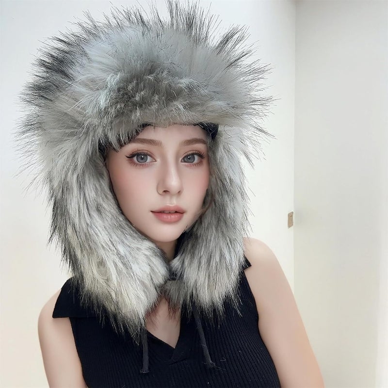 YFJNV Y2K Faux Fur Russian Hat, Soft, Warm Winter Trapper Hat with Earmuffs for Men and Women - Image 5